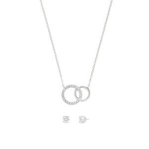 Believe in Brilliance Silver Plated CZ Interlocking Pendant & Earrings Set New